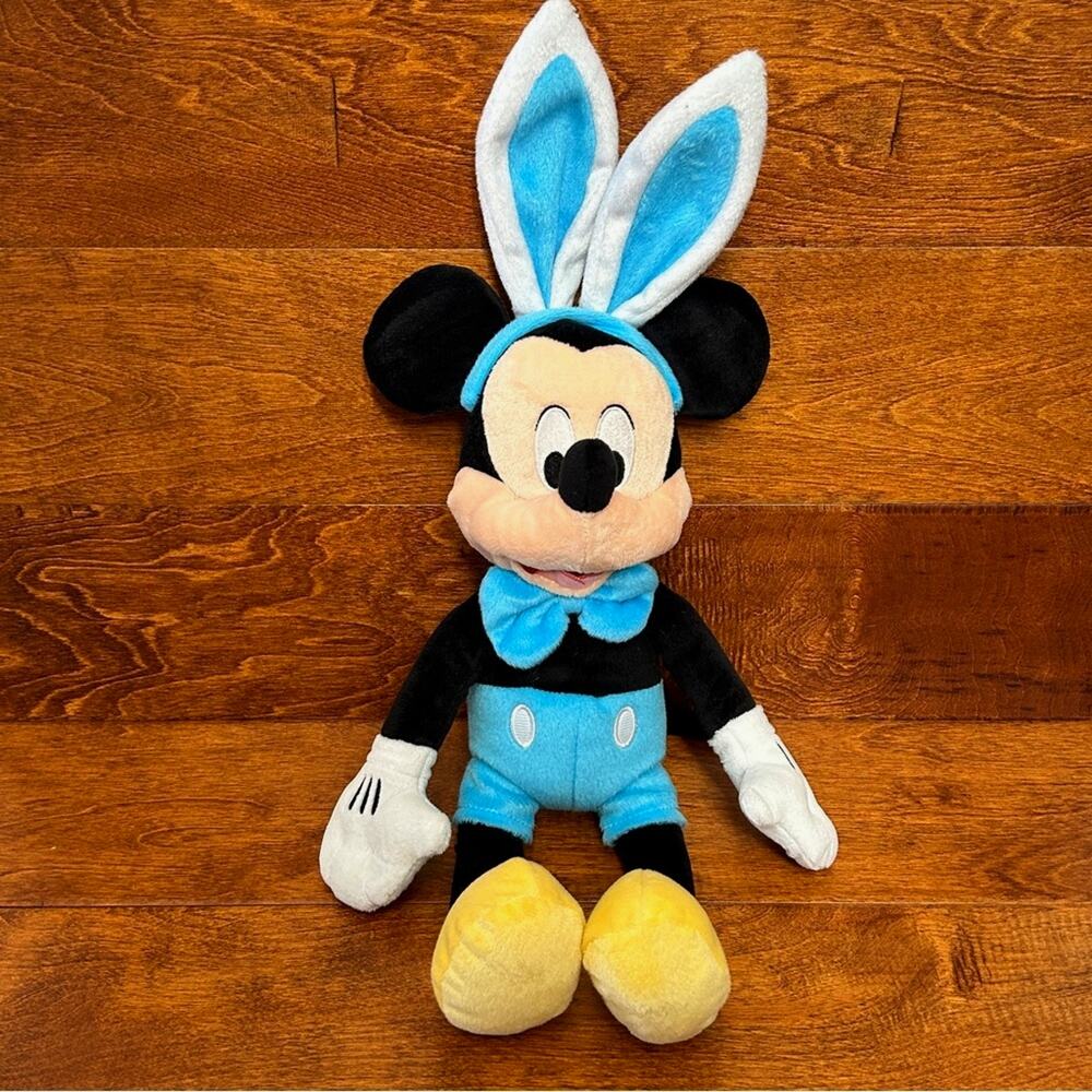 DISNEY Mickey Mouse Easter Bunny Plush Stuffed Animal Blue Bowtie Costume 19"